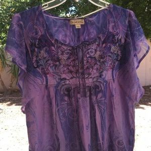 Live And Let Live Blouse Medium Purple Floral